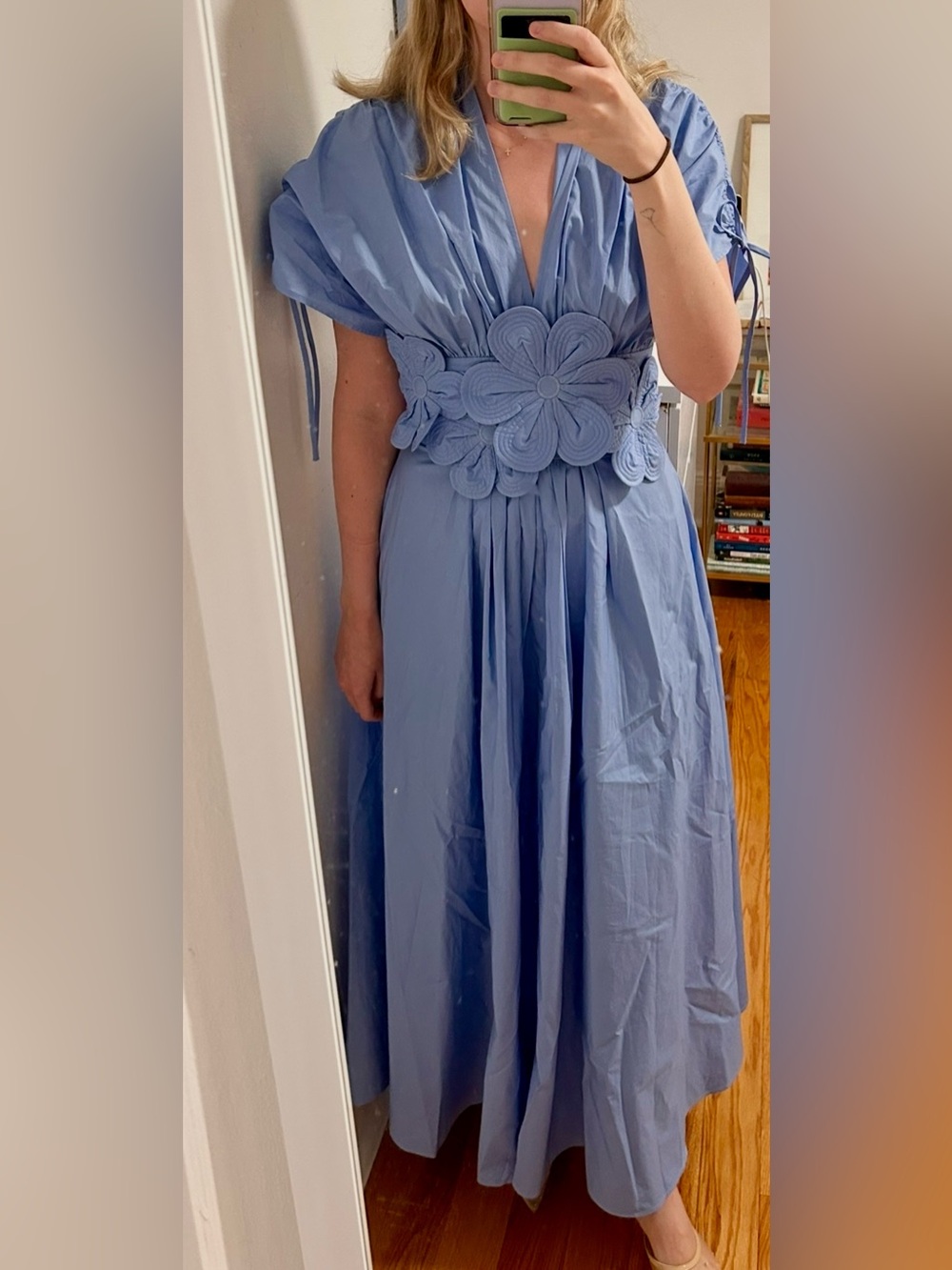 & other stories Blue Floral-Applique Maxi Dress